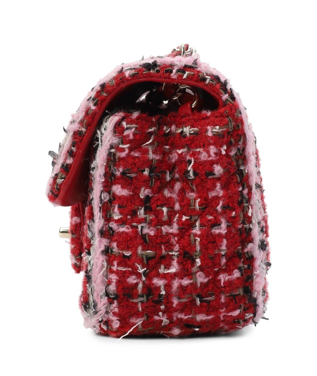 CHANEL Красная твидовая сумка через плечо, фото 6