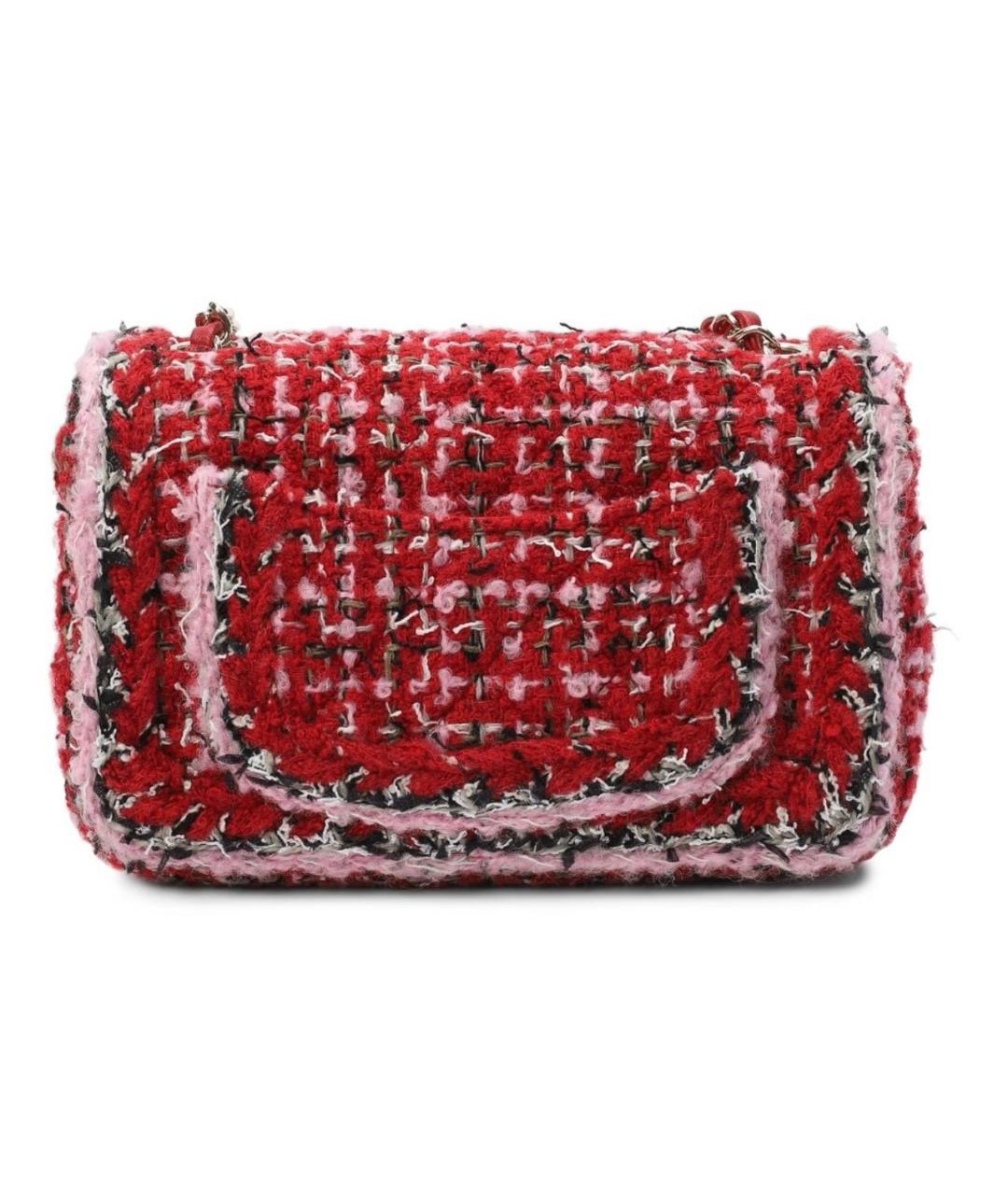 CHANEL Красная твидовая сумка через плечо, фото 5