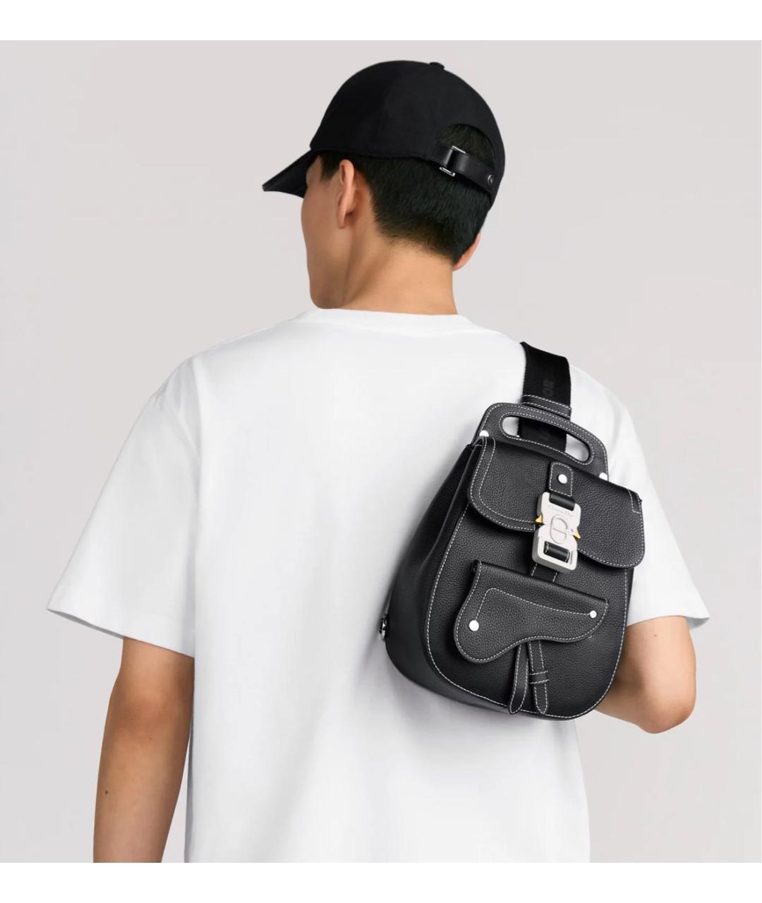 CHRISTIAN DIOR Черная кожаная сумка на плечо, фото 2