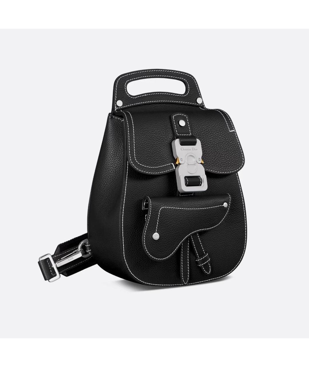 CHRISTIAN DIOR Черная кожаная сумка на плечо, фото 5