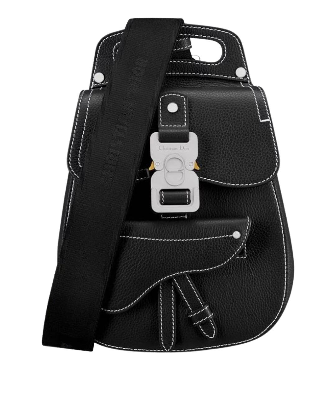 CHRISTIAN DIOR Черная кожаная сумка на плечо, фото 1