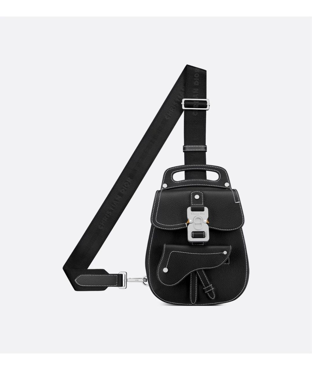 CHRISTIAN DIOR Черная кожаная сумка на плечо, фото 7