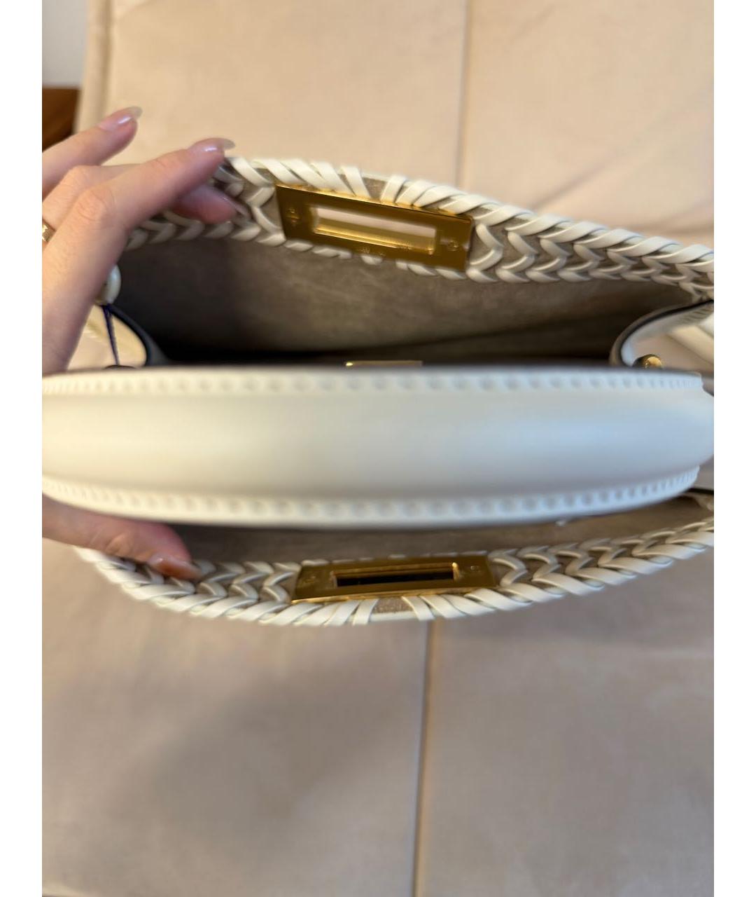 FENDI Белая кожаная сумка с короткими ручками, фото 4