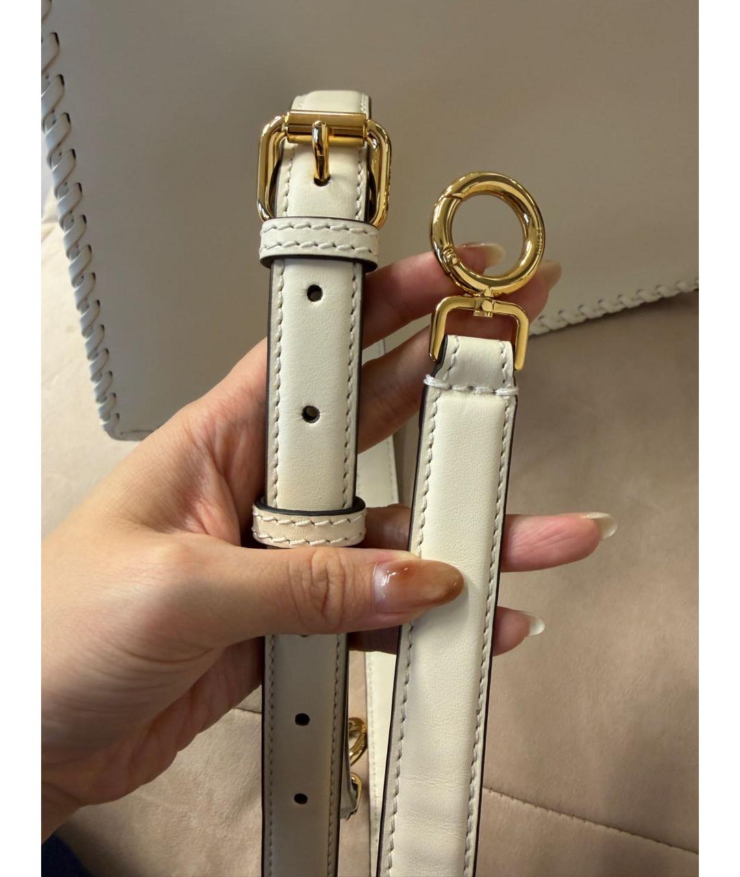 FENDI Белая кожаная сумка с короткими ручками, фото 7