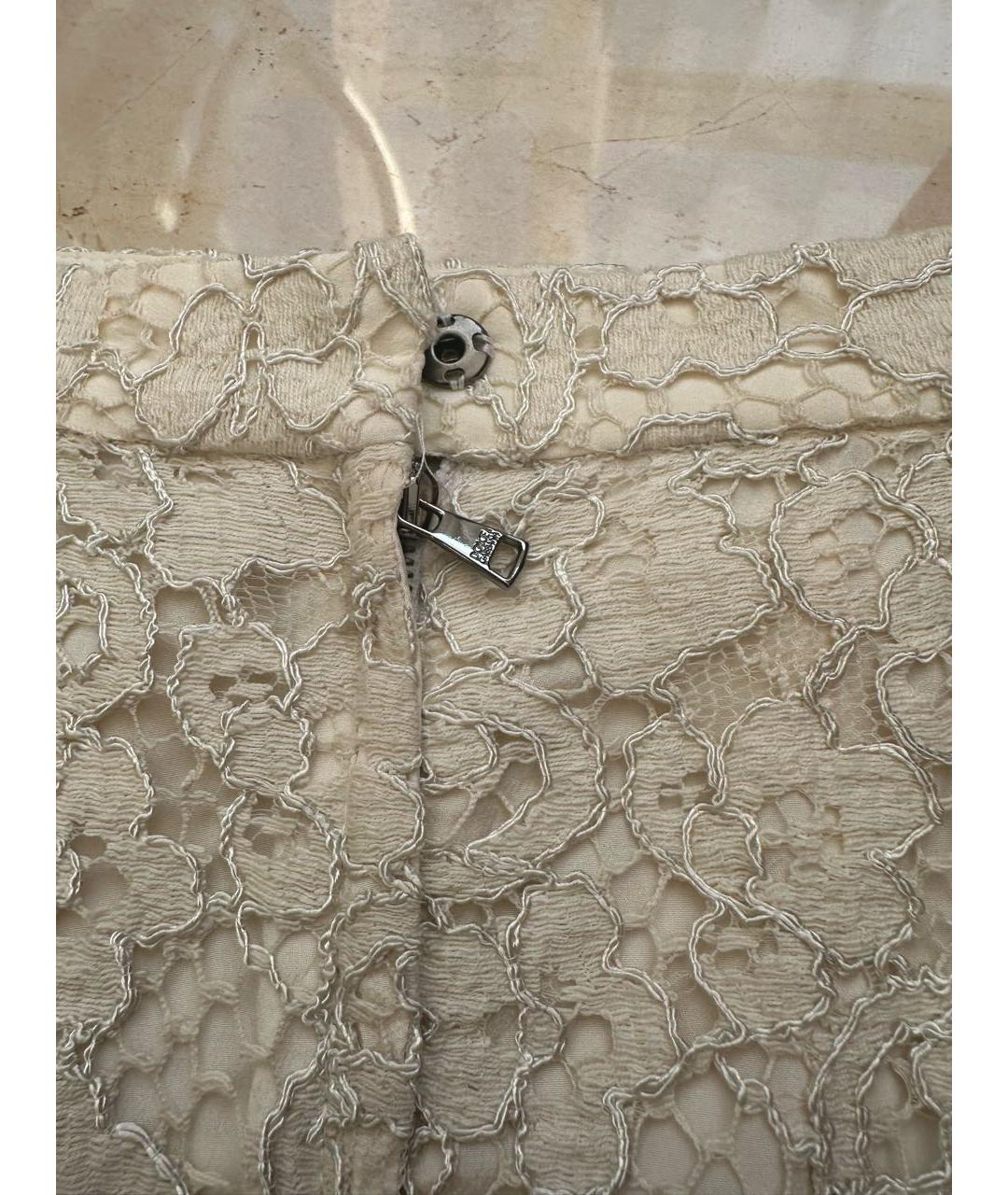 DOLCE&GABBANA Бежевая кружевная юбка миди, фото 3