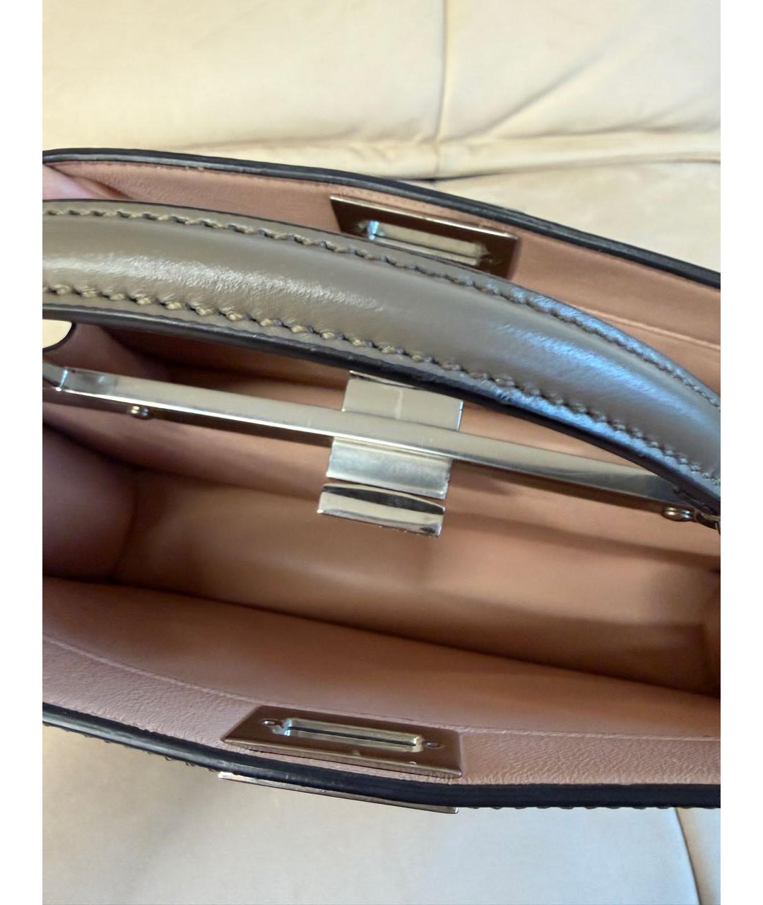 FENDI Серая кожаная сумка тоут, фото 5