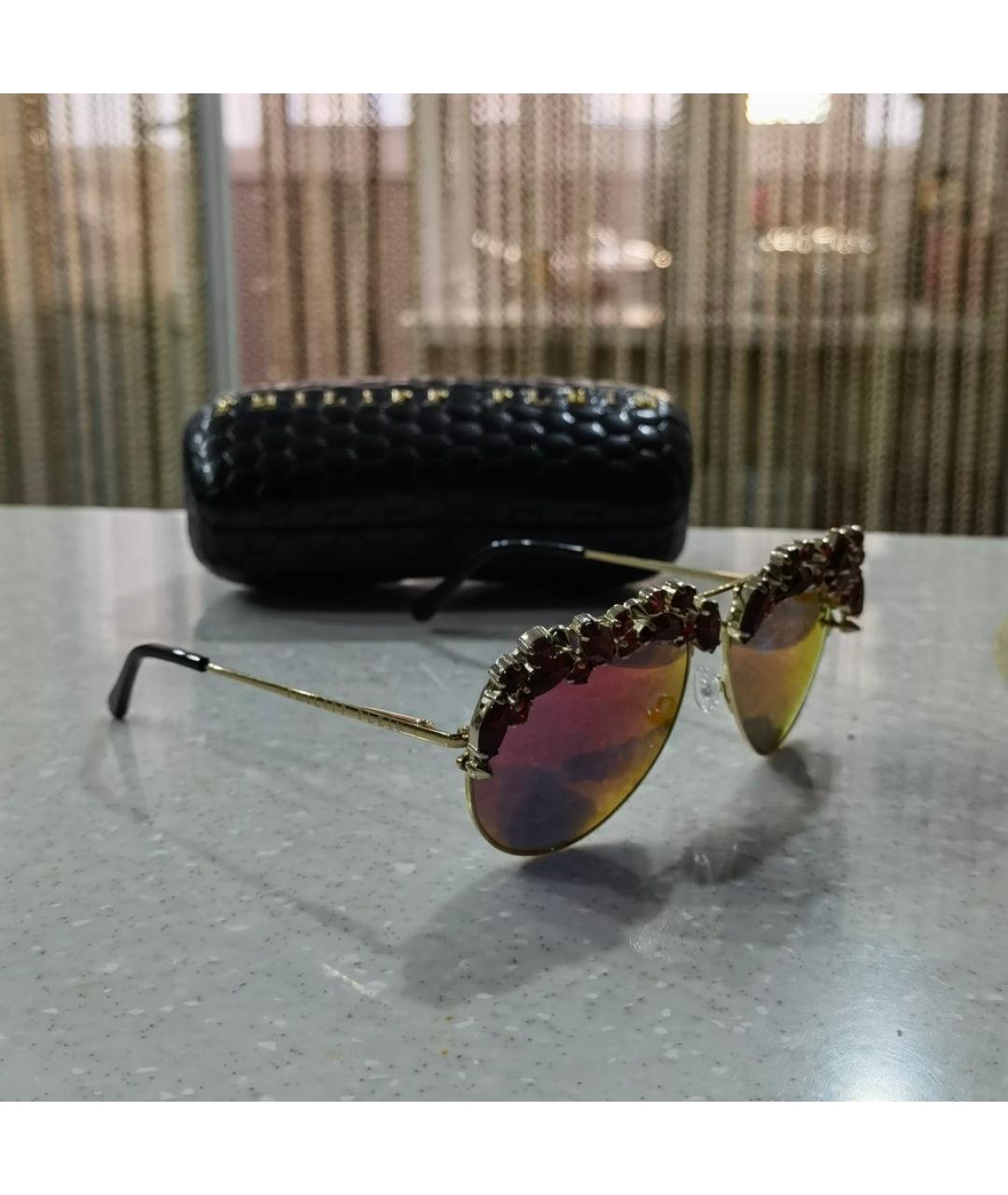 PHILIPP PLEIN Бордовые металлические солнцезащитные очки, фото 2