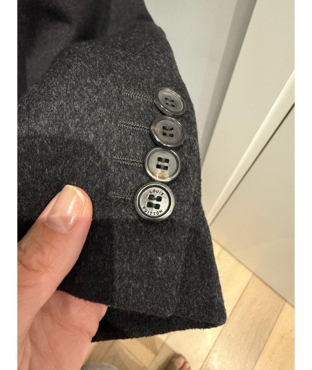 LOUIS VUITTON Антрацитовое шерстяное пальто, фото 5