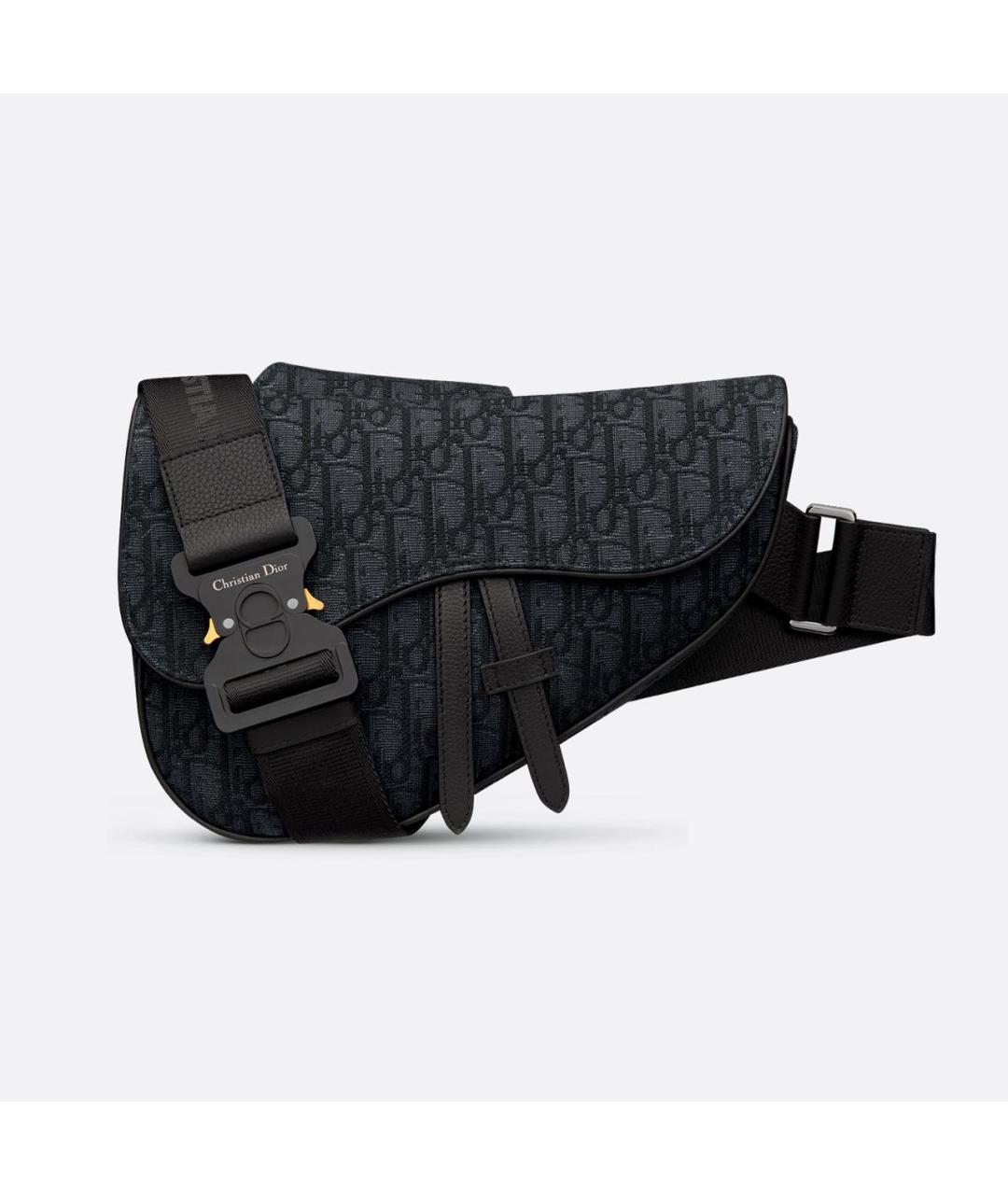 CHRISTIAN DIOR Антрацитовая тканевая барсетка, фото 4