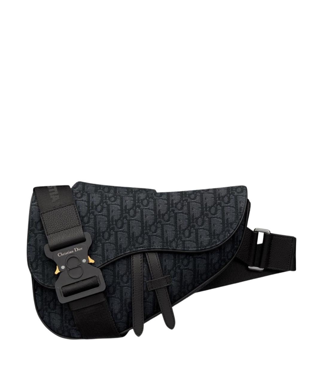 CHRISTIAN DIOR Антрацитовая тканевая барсетка, фото 1