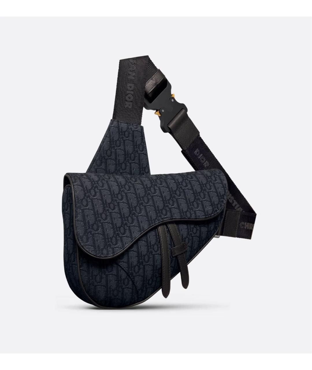 CHRISTIAN DIOR Антрацитовая тканевая барсетка, фото 3