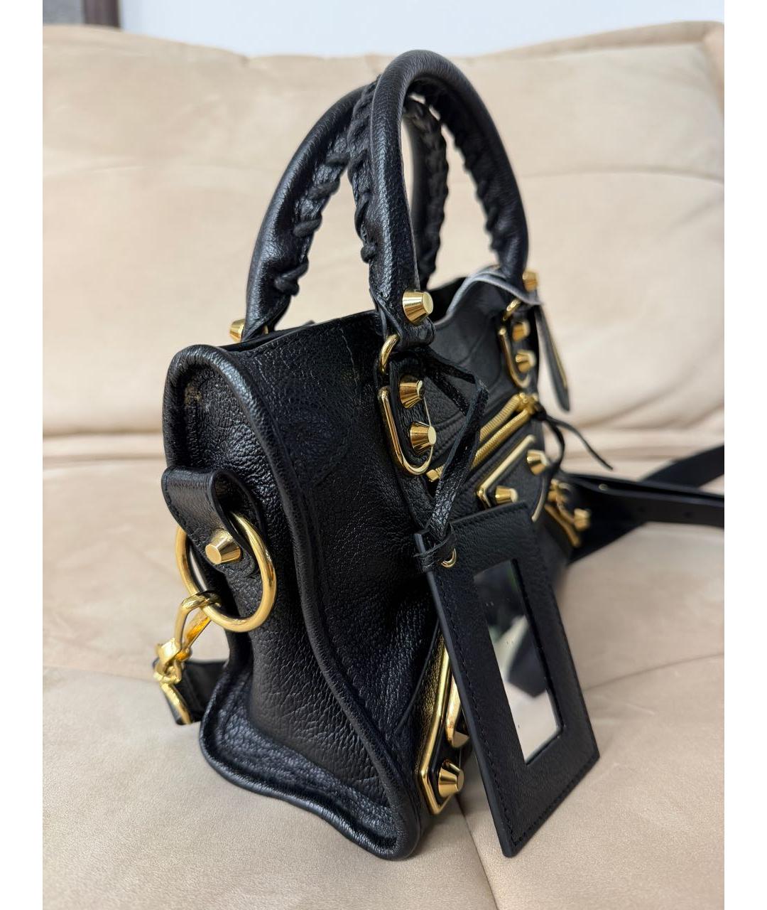 BALENCIAGA Черная кожаная сумка с короткими ручками, фото 5