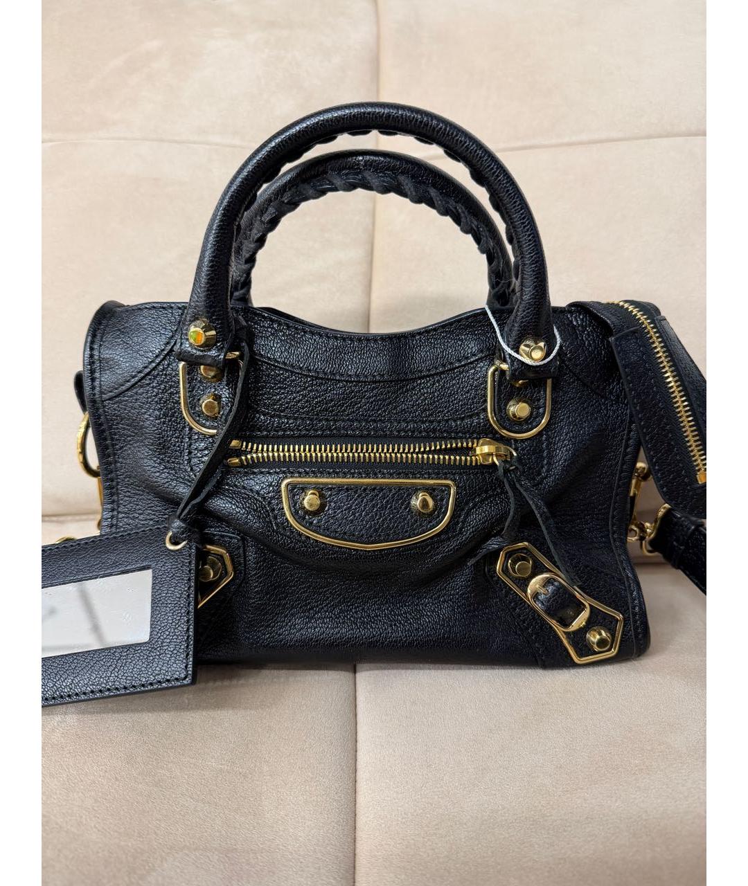 BALENCIAGA Черная кожаная сумка с короткими ручками, фото 8