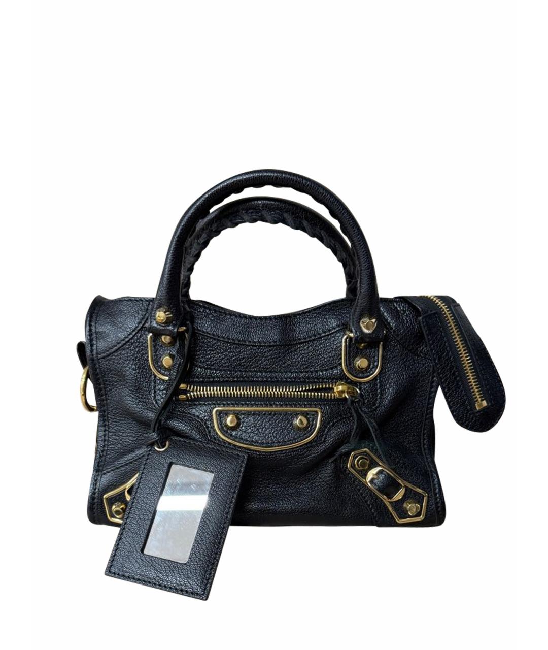 BALENCIAGA Черная кожаная сумка с короткими ручками, фото 1