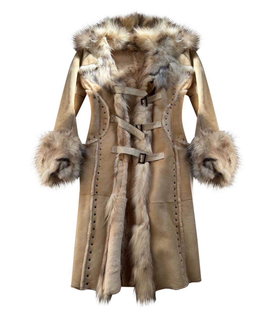 BARBARA BUI Бежевая кожаная дубленка, фото 1