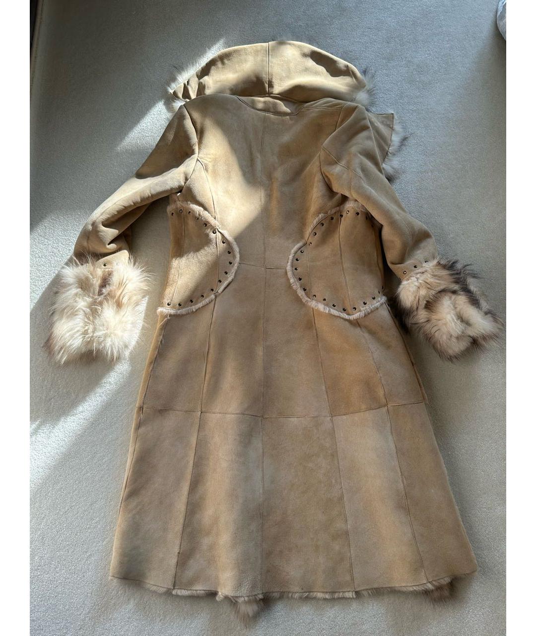 BARBARA BUI Бежевая кожаная дубленка, фото 2