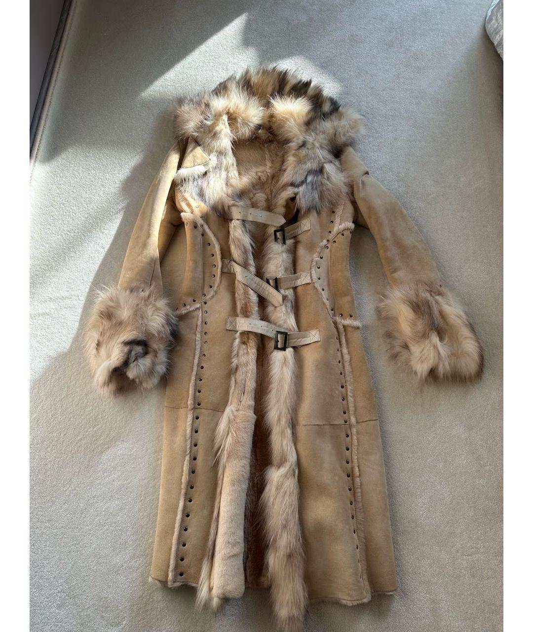 BARBARA BUI Бежевая кожаная дубленка, фото 7