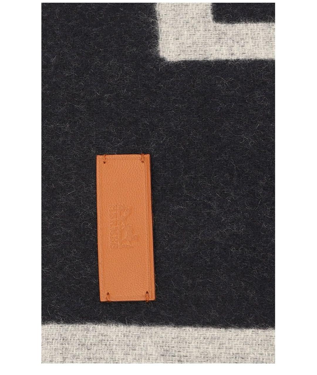 HERMES Черный кашемировый шарф, фото 2