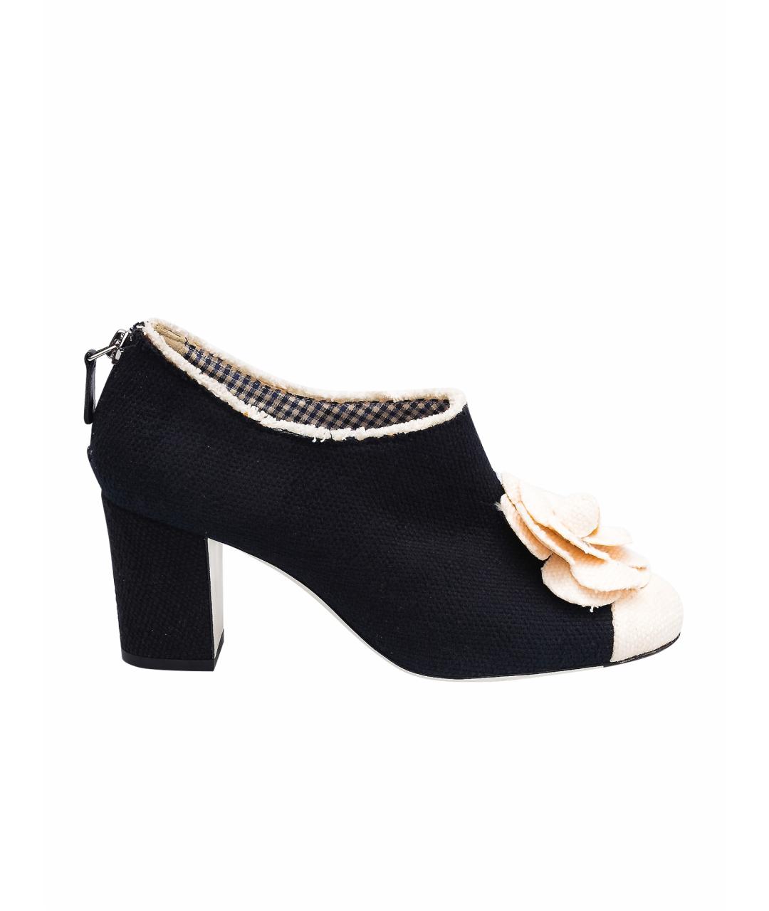 CHANEL Черные текстильные туфли, фото 1