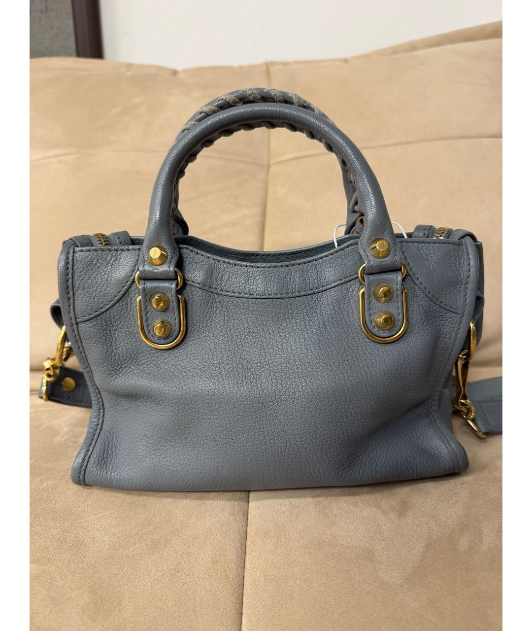 BALENCIAGA Серая кожаная сумка с короткими ручками, фото 3