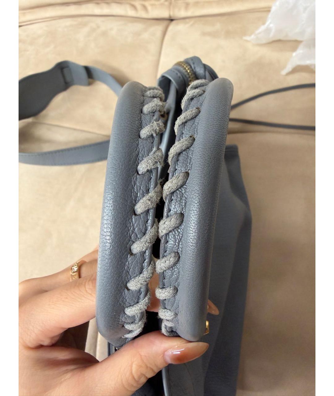 BALENCIAGA Серая кожаная сумка с короткими ручками, фото 6