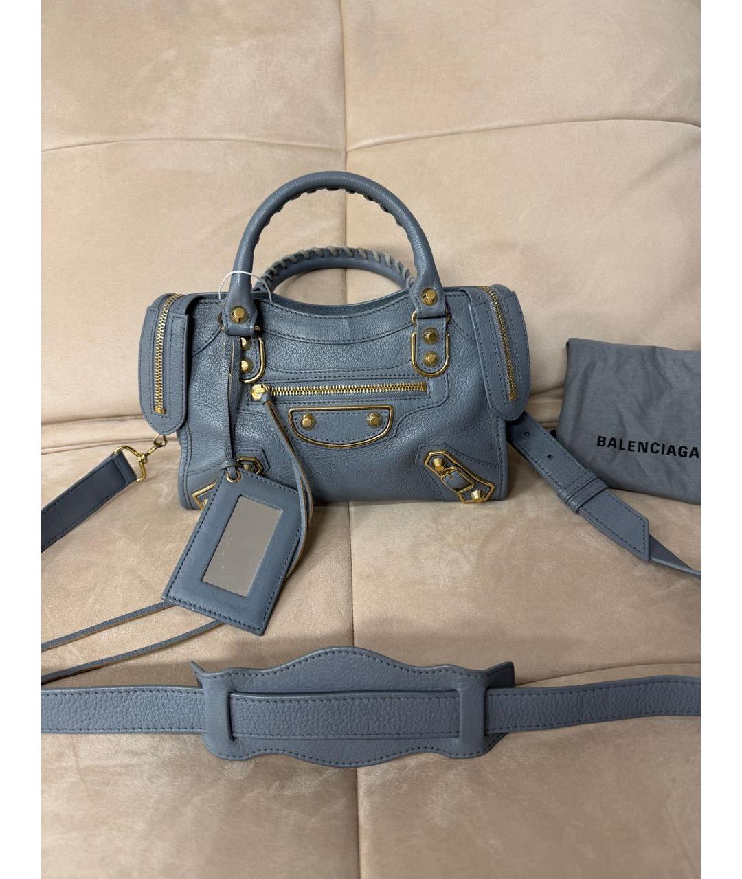 BALENCIAGA Серая кожаная сумка с короткими ручками, фото 2