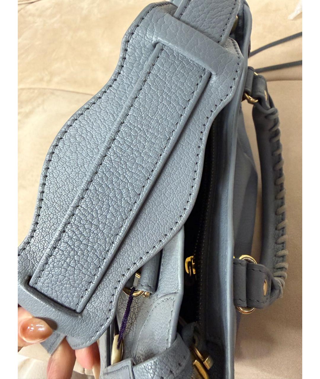 BALENCIAGA Серая кожаная сумка с короткими ручками, фото 7