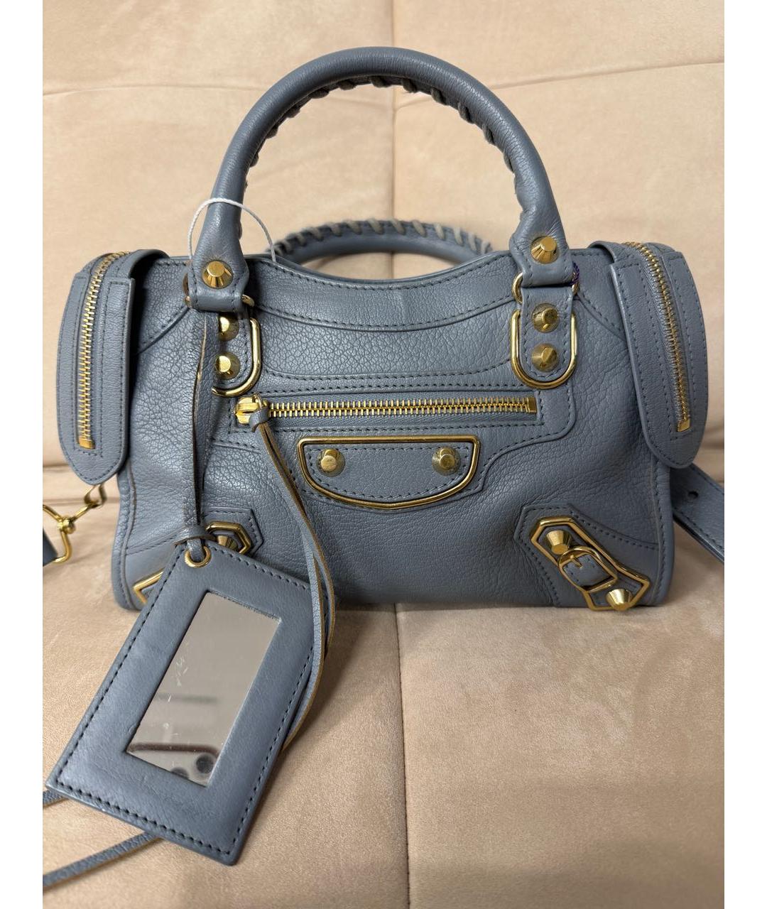 BALENCIAGA Серая кожаная сумка с короткими ручками, фото 9