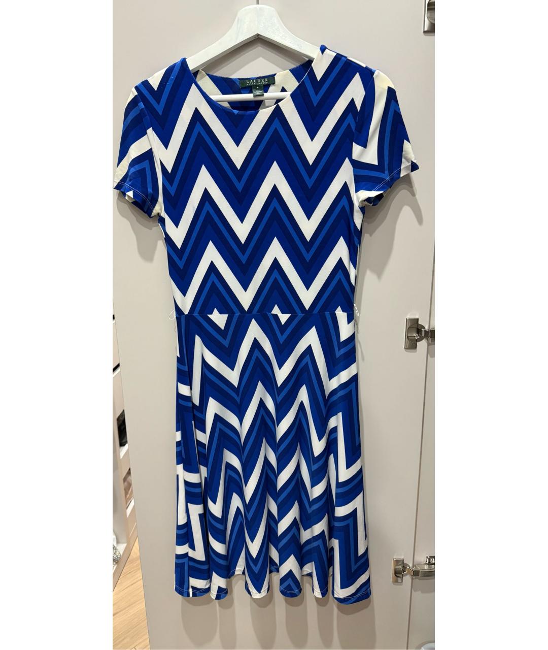 RALPH LAUREN Синее полиэстеровое повседневное платье, фото 4