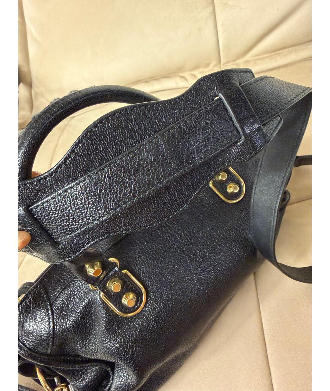 BALENCIAGA Черная кожаная сумка тоут, фото 8