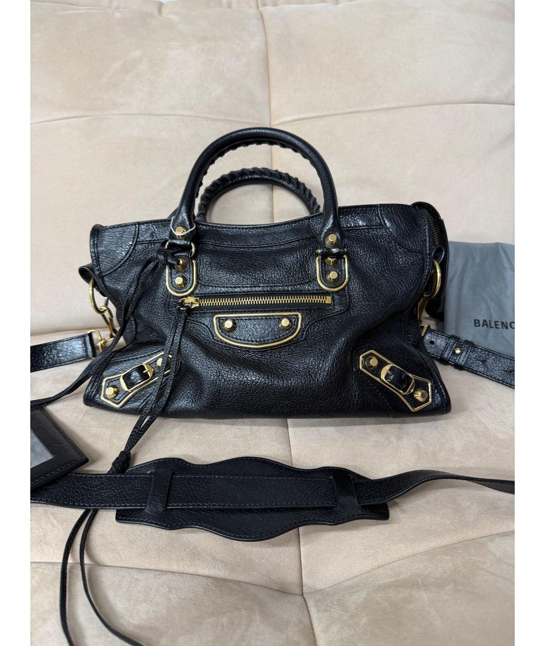 BALENCIAGA Черная кожаная сумка тоут, фото 9