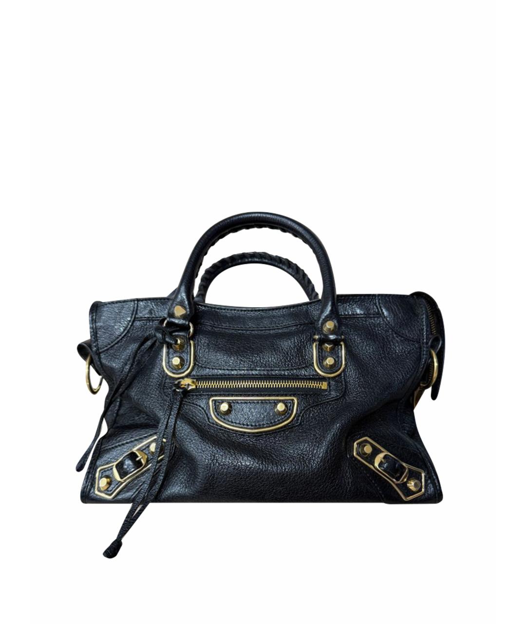 BALENCIAGA Черная кожаная сумка тоут, фото 1