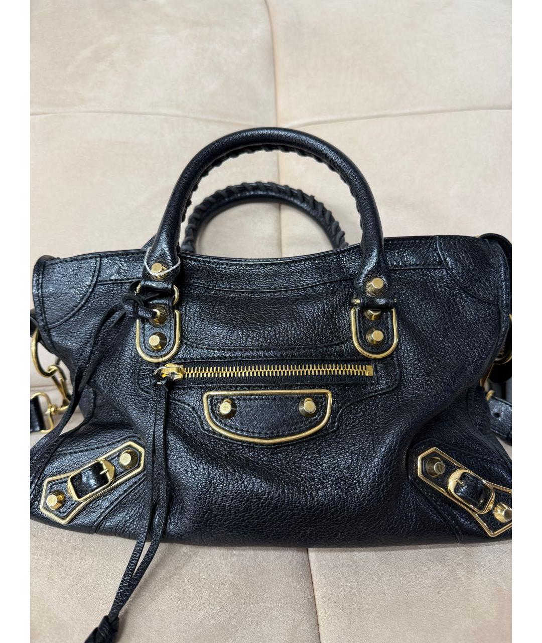 BALENCIAGA Черная кожаная сумка тоут, фото 2