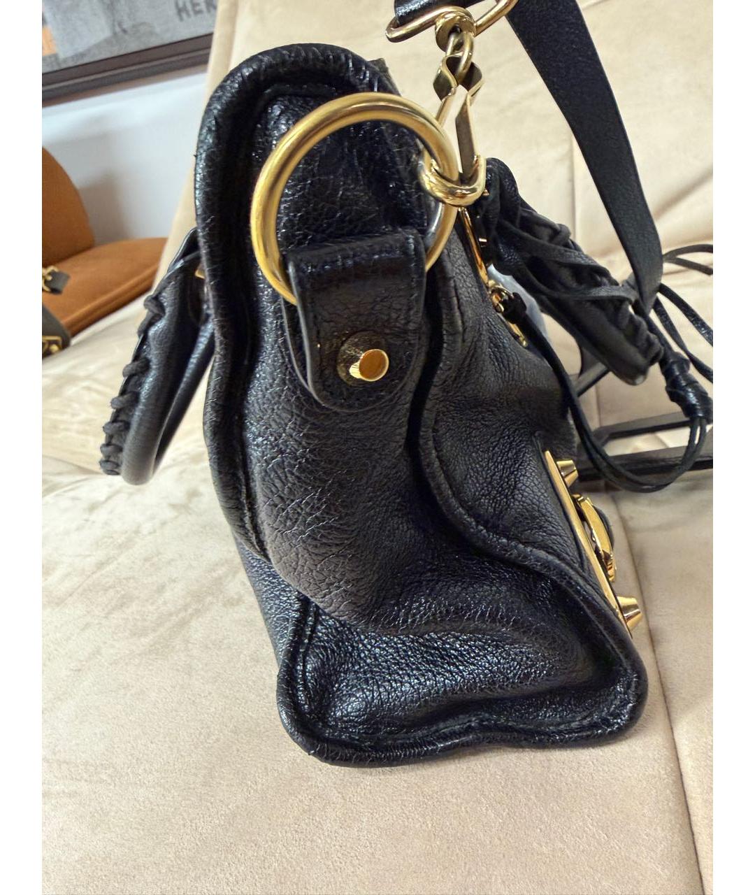 BALENCIAGA Черная кожаная сумка тоут, фото 5