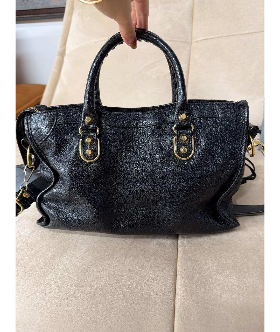 BALENCIAGA Черная кожаная сумка тоут, фото 3