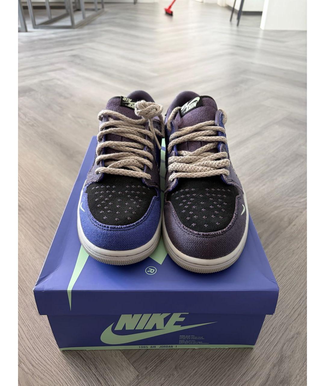 JORDAN Темно-синие текстильные низкие кроссовки / кеды, фото 2