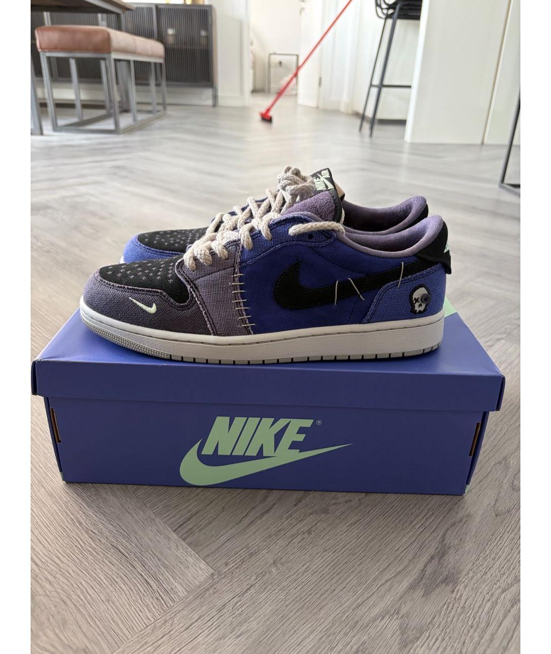 JORDAN Темно-синие текстильные низкие кроссовки / кеды, фото 6