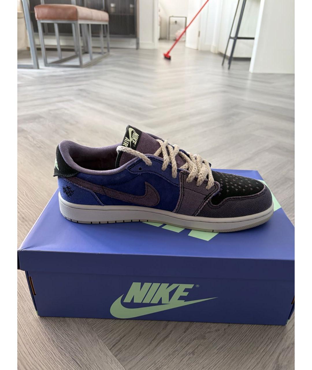 JORDAN Темно-синие текстильные низкие кроссовки / кеды, фото 7