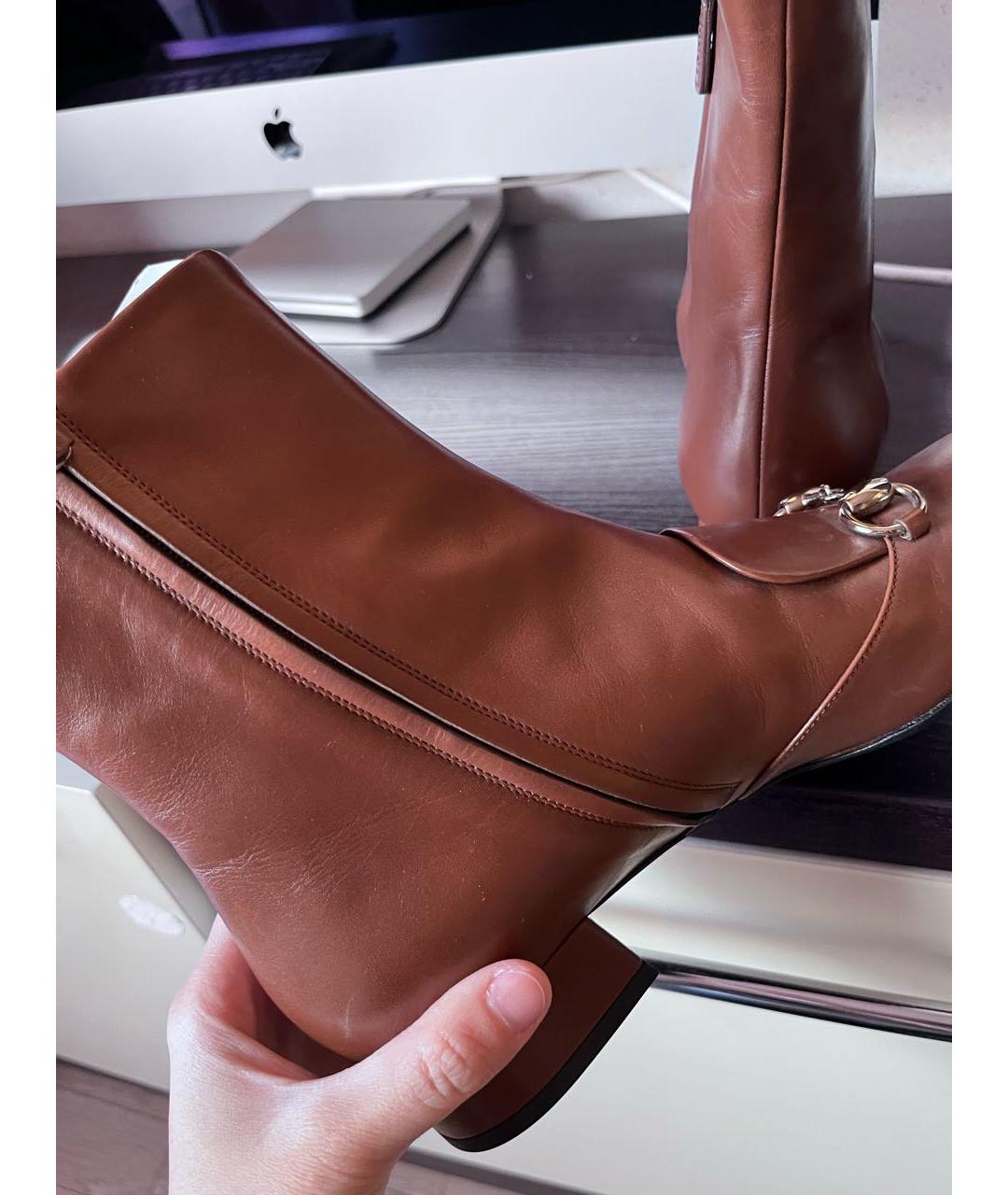 GUCCI Коричневые кожаные полусапоги, фото 7