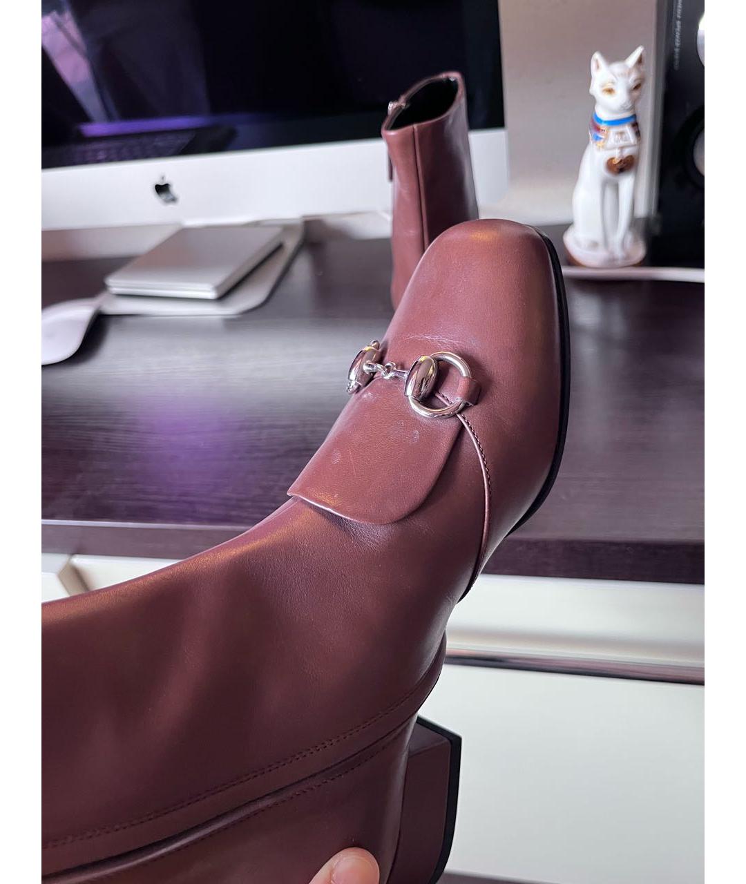 GUCCI Коричневые кожаные полусапоги, фото 5