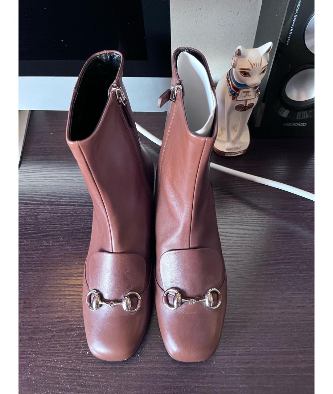 GUCCI Коричневые кожаные полусапоги, фото 2