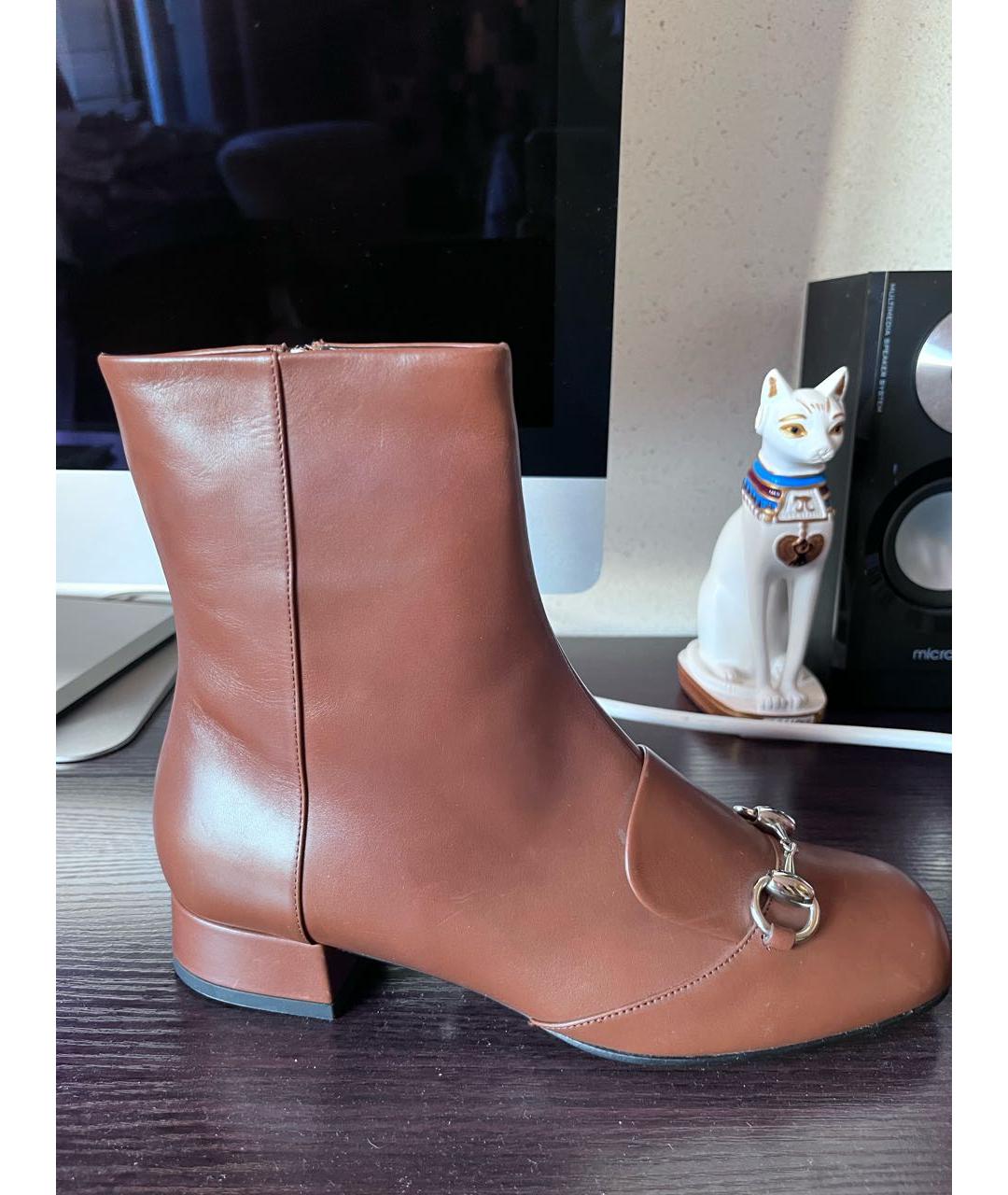 GUCCI Коричневые кожаные полусапоги, фото 9