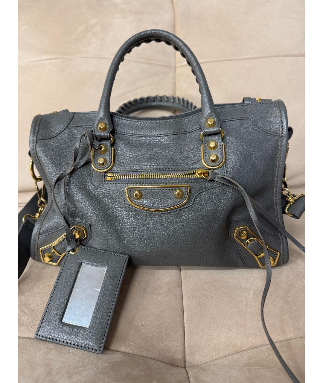 BALENCIAGA Серая кожаная сумка тоут, фото 8