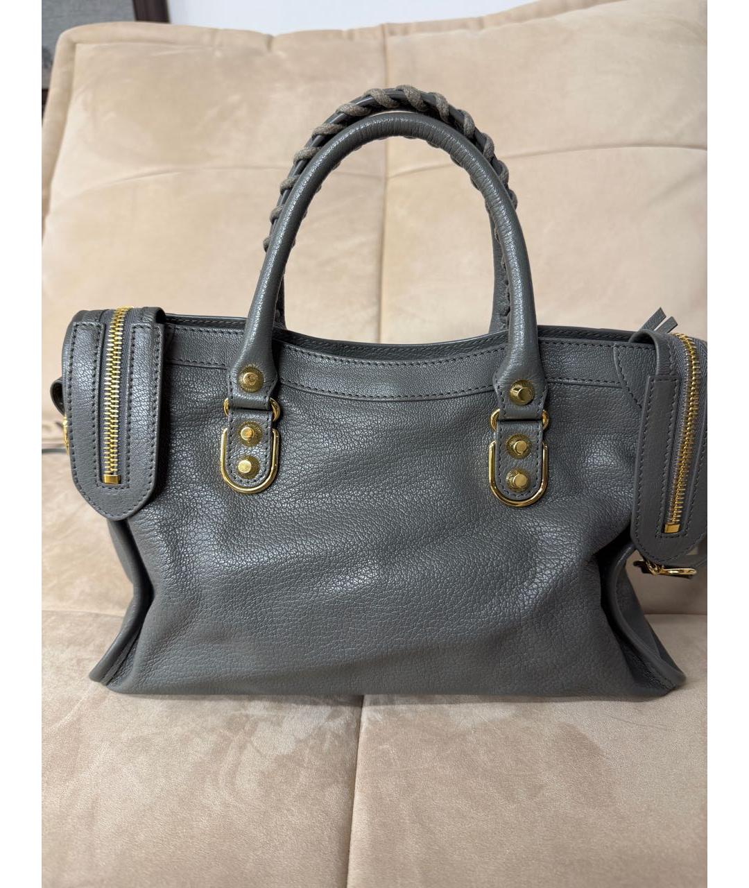 BALENCIAGA Серая кожаная сумка тоут, фото 3