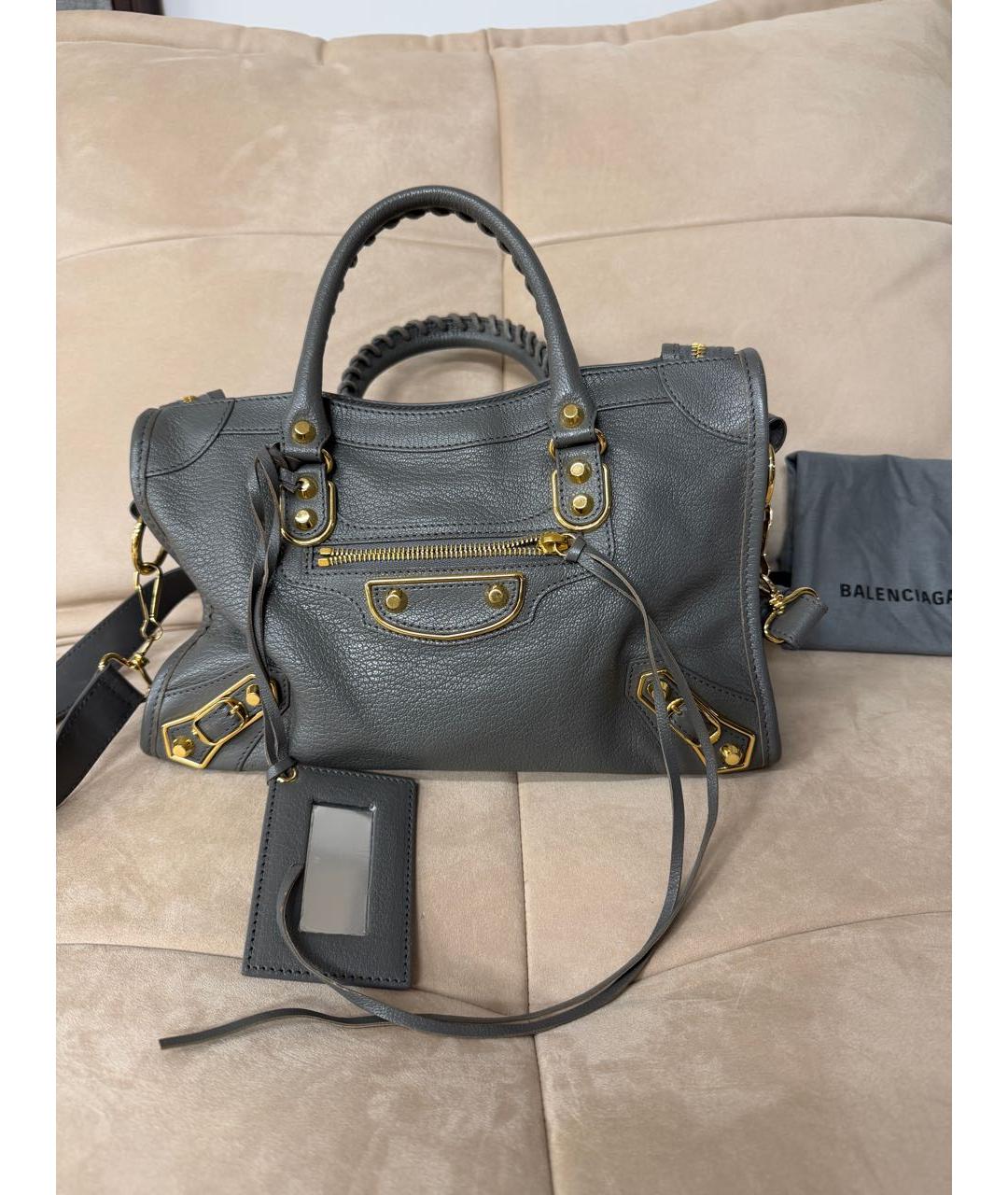 BALENCIAGA Серая кожаная сумка тоут, фото 2