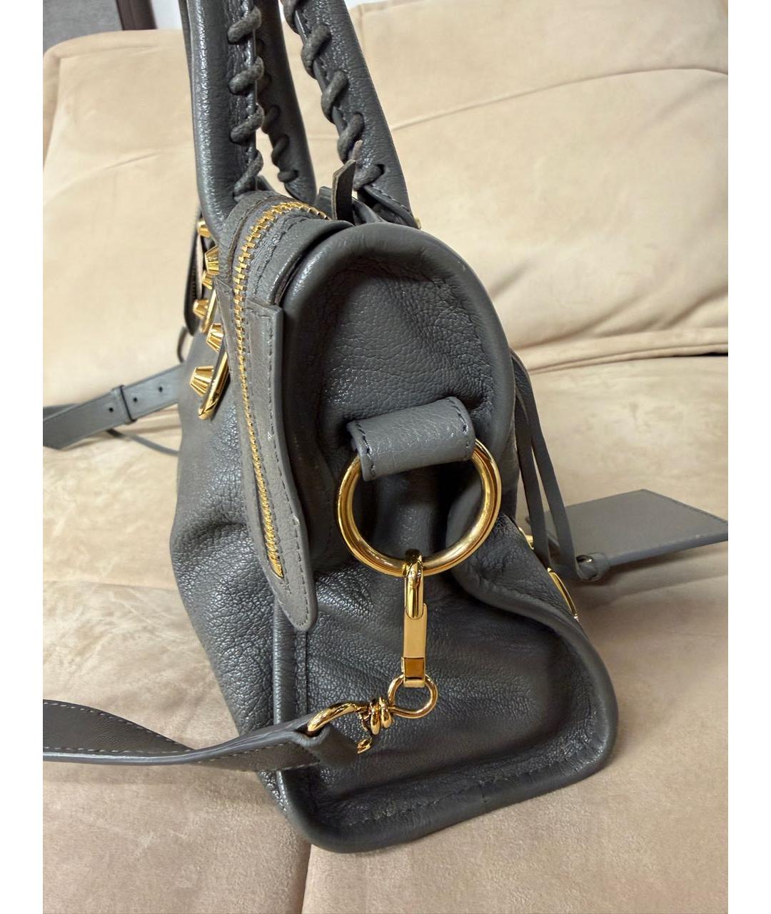 BALENCIAGA Серая кожаная сумка тоут, фото 6