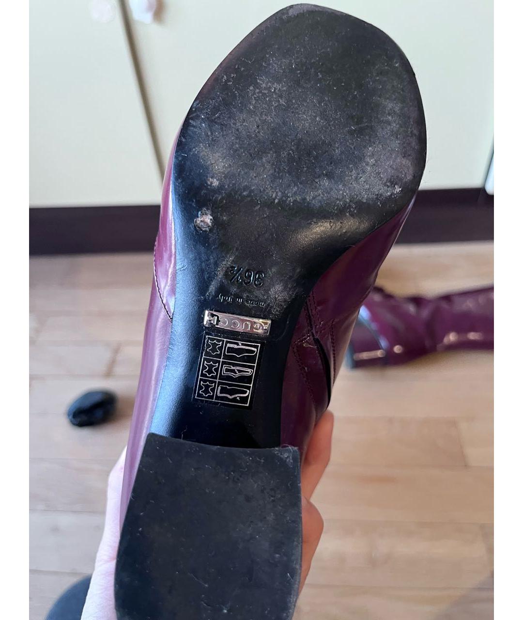 GUCCI Фиолетовые сапоги из лакированной кожи, фото 6