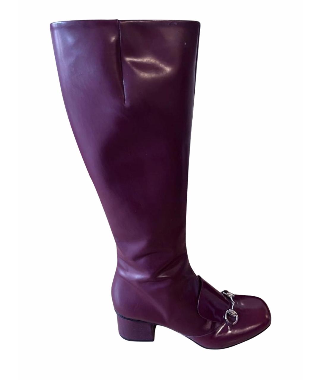 GUCCI Фиолетовые сапоги из лакированной кожи, фото 1