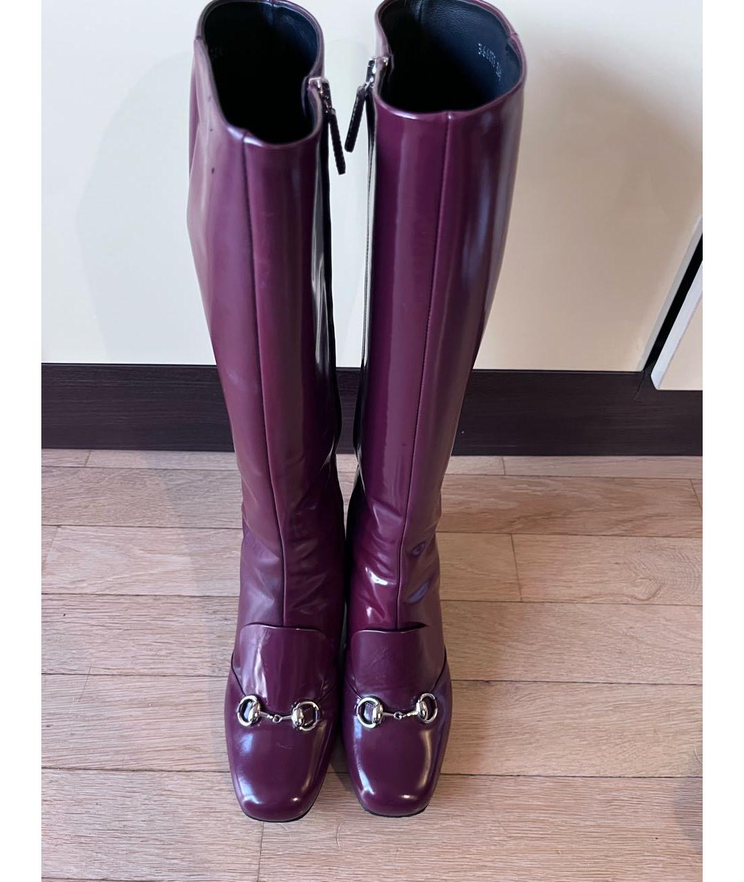 GUCCI Фиолетовые сапоги из лакированной кожи, фото 3