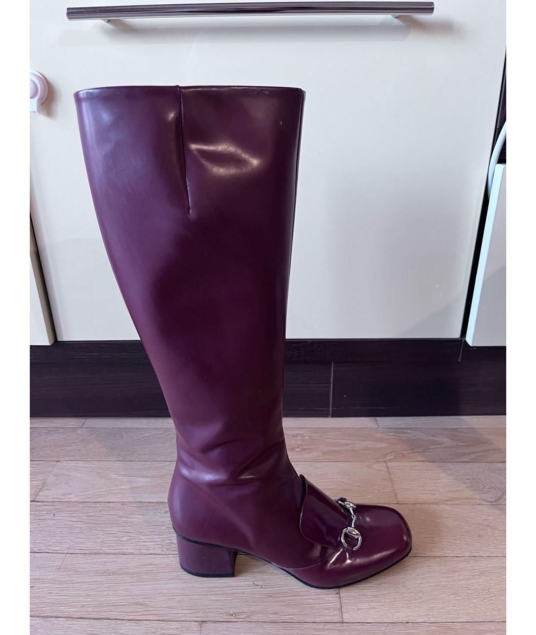 GUCCI Фиолетовые сапоги из лакированной кожи, фото 8